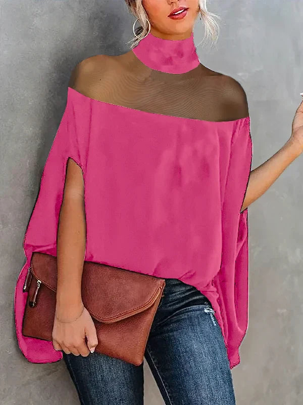 Gwyneth - Blouses en shirts met hoge kragen en vleermuismouwen