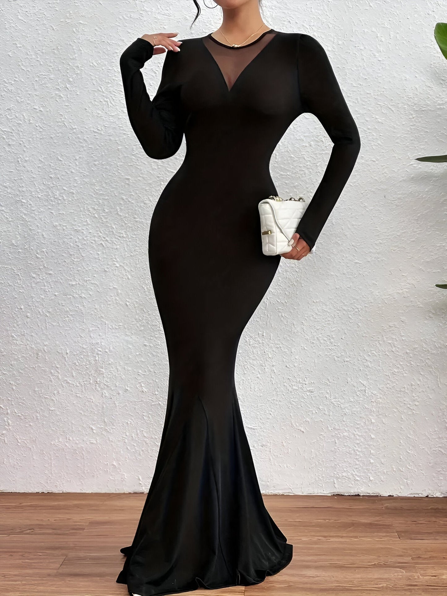 Ute | Elegante zeemeermin maxi-jurk met lange mouwen