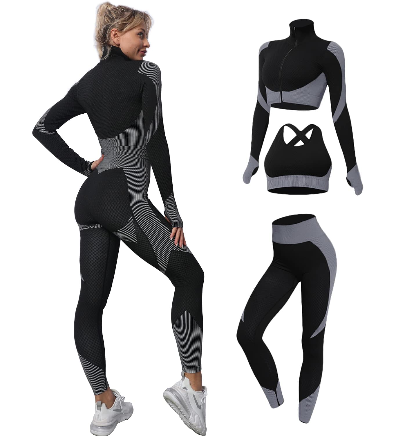 Naadloze actieve sportset (3-delig)