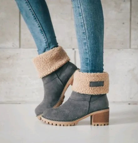 Winterlaarzen voor dames met lage hak en eigentijdse stijl