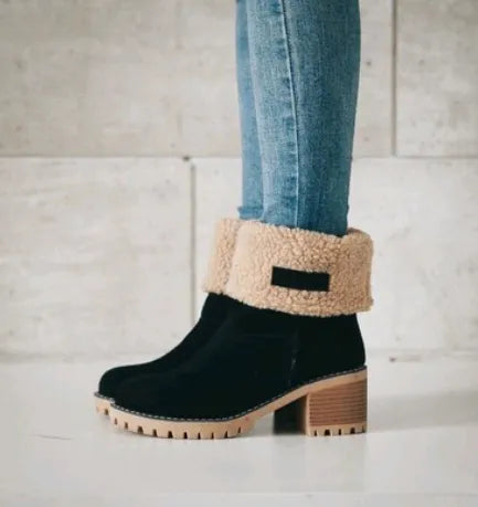 Winterlaarzen voor dames met lage hak en eigentijdse stijl