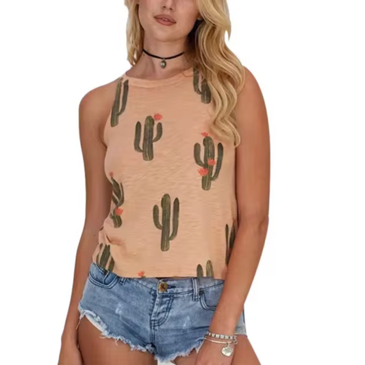 Abriella - Tanktop met Cactusprint