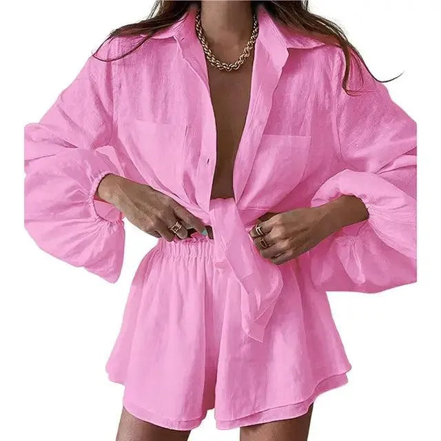 Blouse en Korte Broek Set Relaxed Chic Luchtig en Elegant Perfect voor Zonnige Dagen