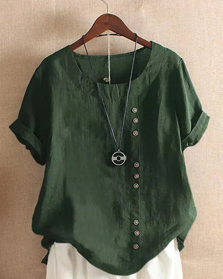 Carmella | Stijlvolle Blouse met Ronde Hals en Knopen