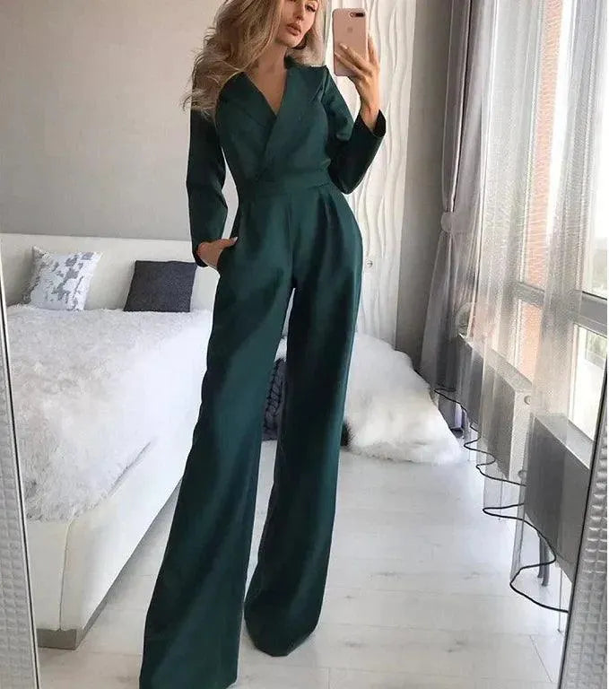 Jumpsuit Chique en Vrouwelijk Lange Mouwen Perfect voor Kantoor en Avonduitstap