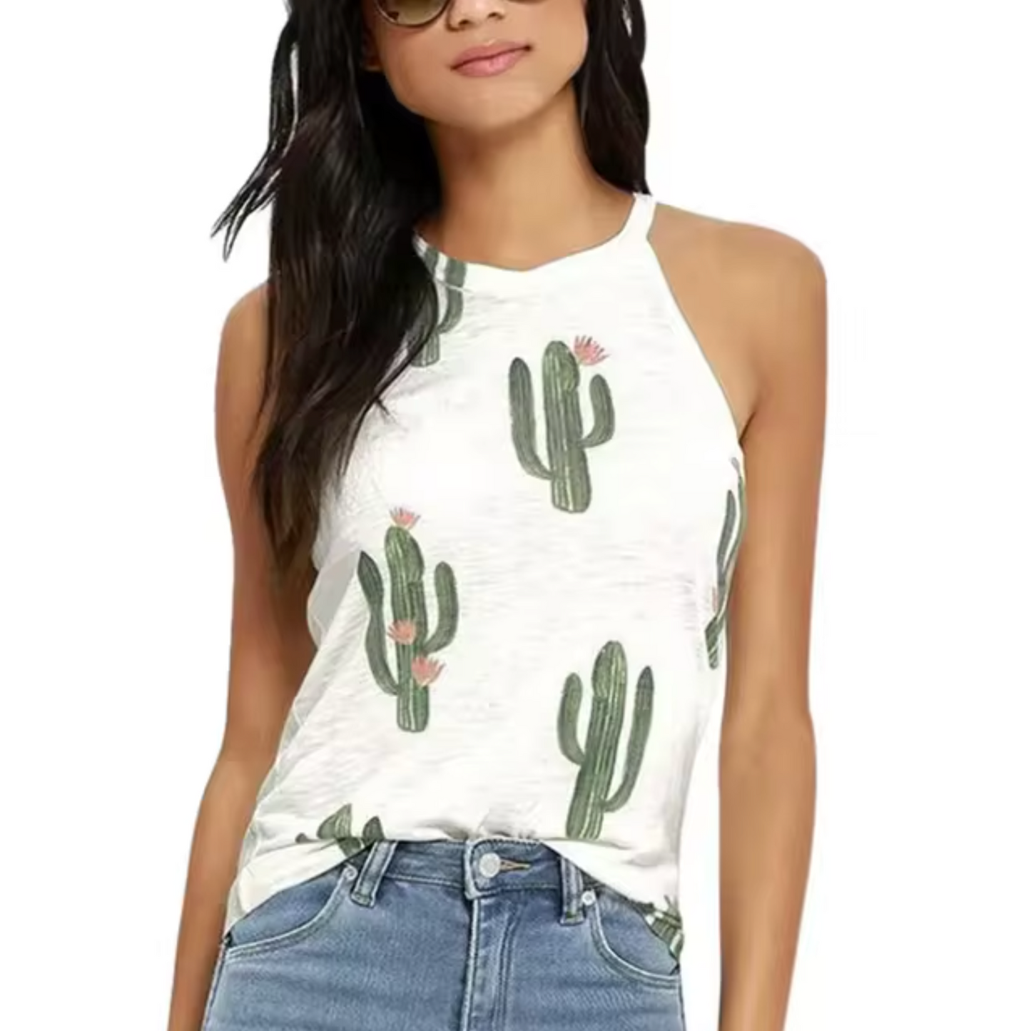 Abriella - Tanktop met Cactusprint