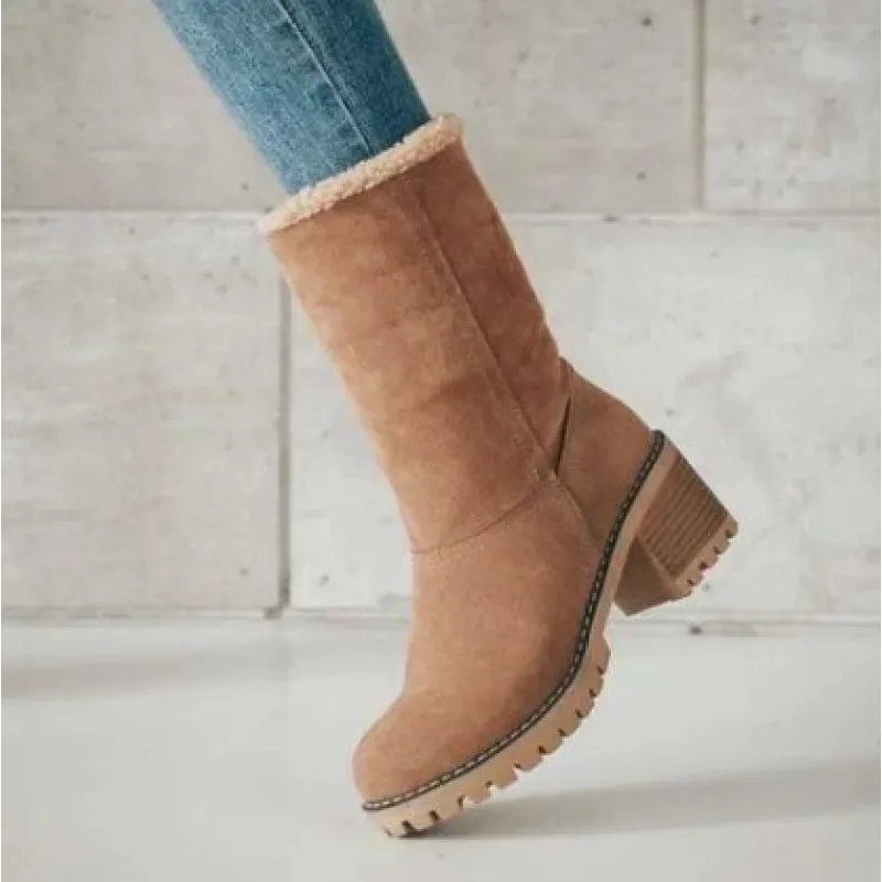 Winterlaarzen voor dames met lage hak en eigentijdse stijl