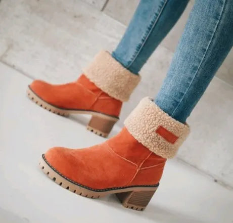 Winterlaarzen voor dames met lage hak en eigentijdse stijl