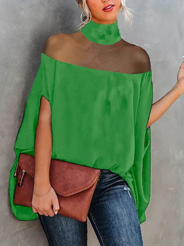 Gwyneth - Blouses en shirts met hoge kragen en vleermuismouwen