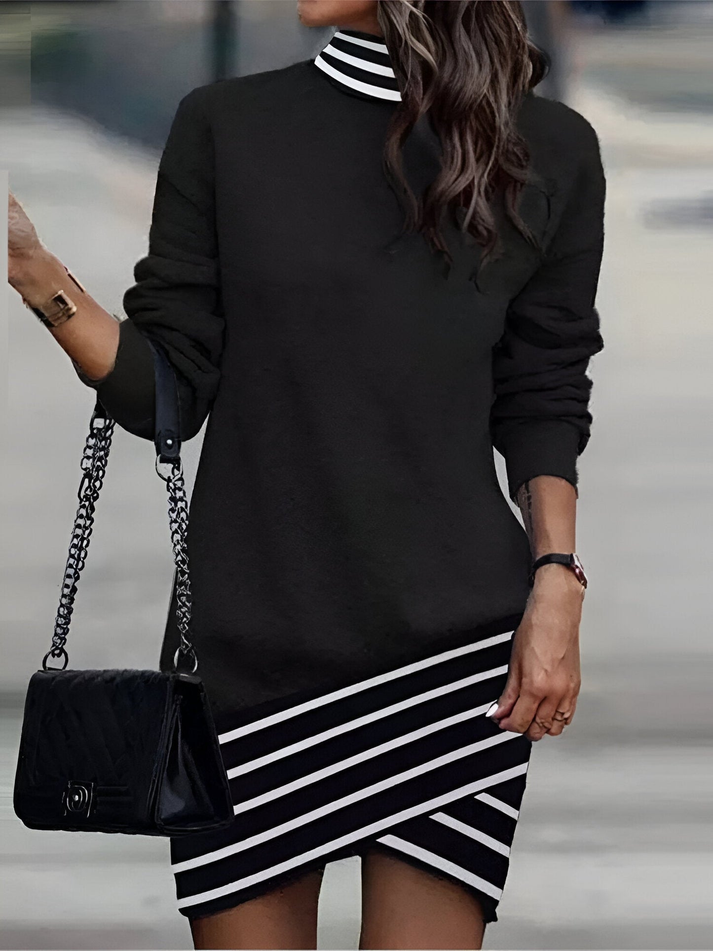 Florentina | Casual mini-jurk met hoge kraag