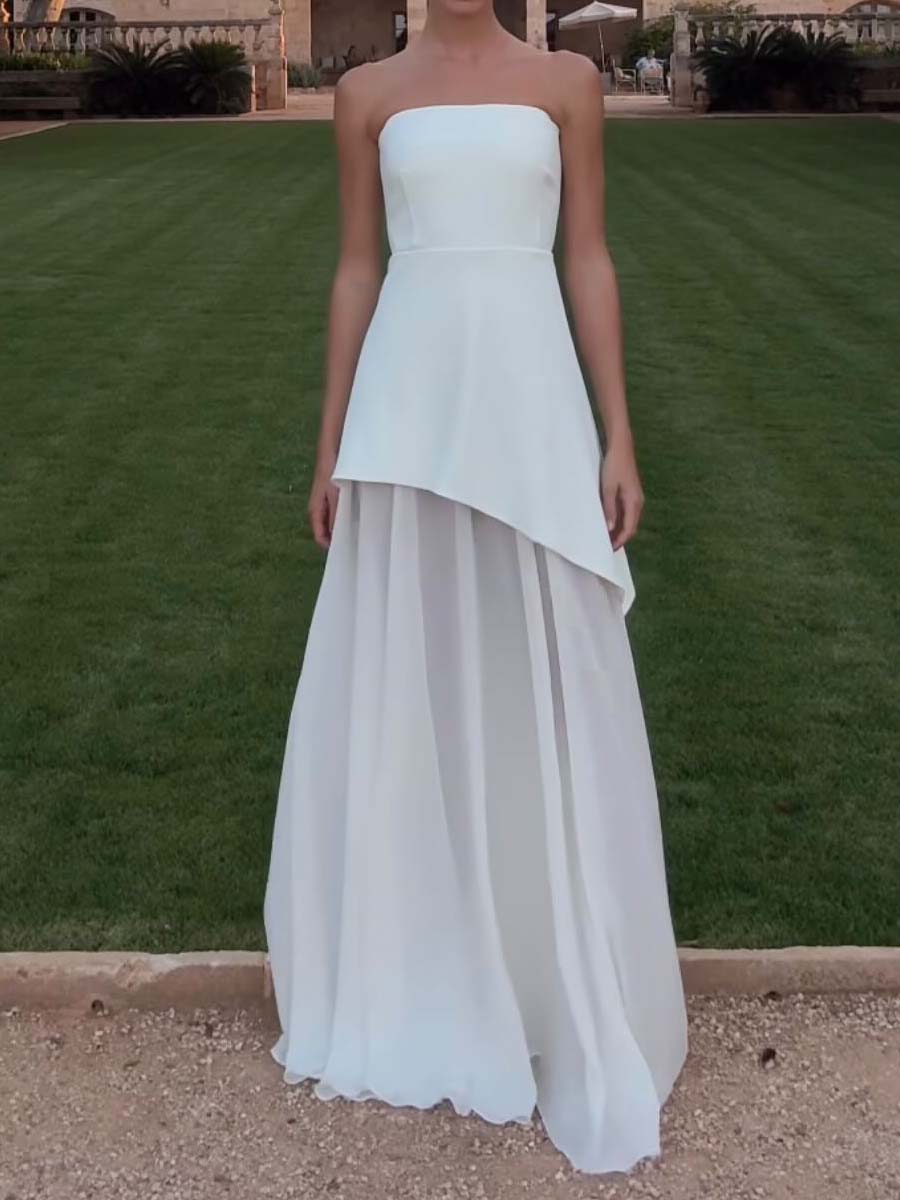 Elegante strapless jurk met asymmetrisch patroon voor speciale gelegenheden