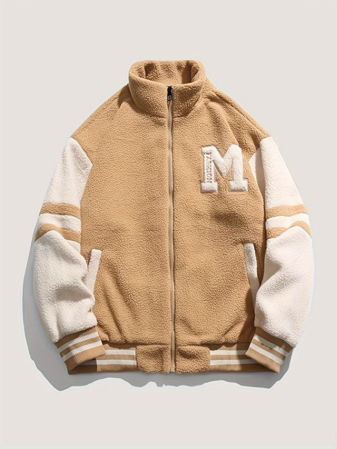 Aaron | Casual fleece jas met letterprint