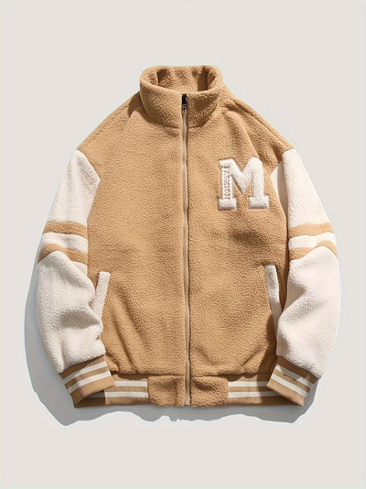 Aaron | Casual fleece jas met letterprint