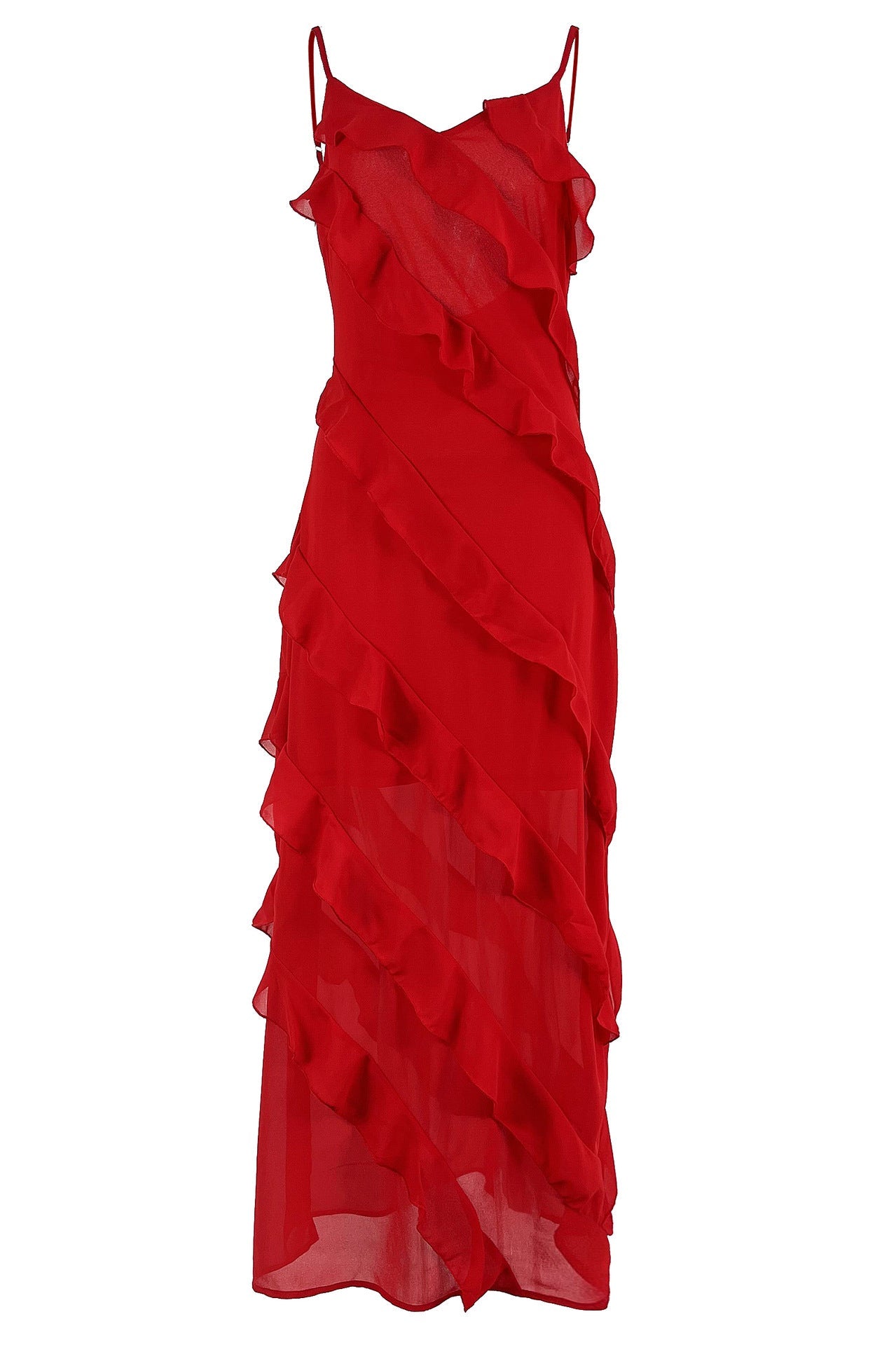 Aviva Zijden chiffon halterjurk met split