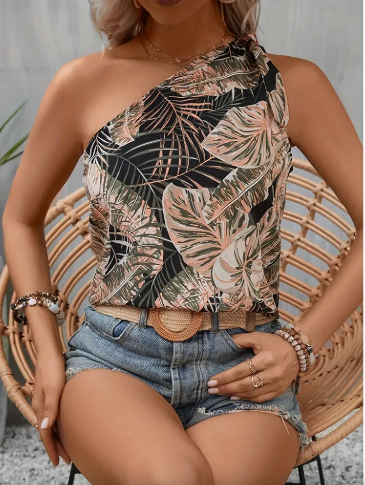 Zoë Chemisier à une épaule à motifs tropicaux