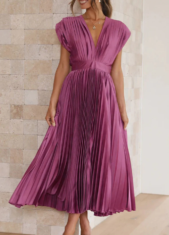 Bliss Effen lange jurk met korte mouwen