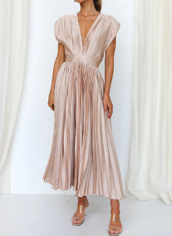 Bliss Effen lange jurk met korte mouwen