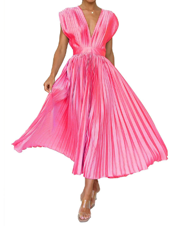 Bliss Effen lange jurk met korte mouwen