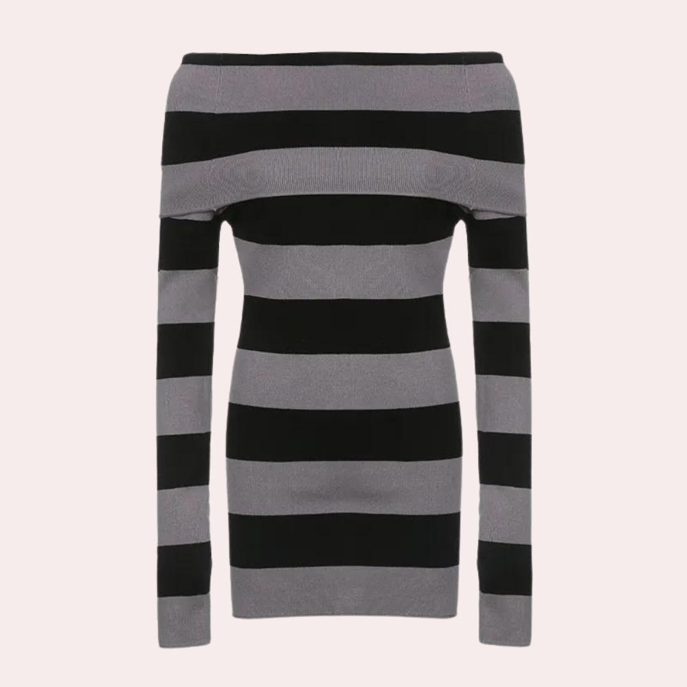 Stijlvolle gebreide offshoulder mini jurk voor dames
