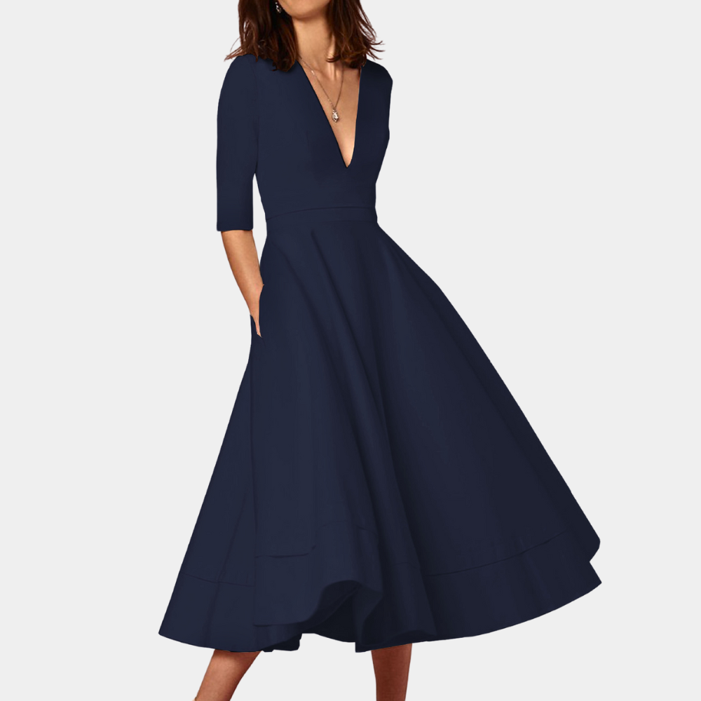 Elegante damesjurk met vhalslijn