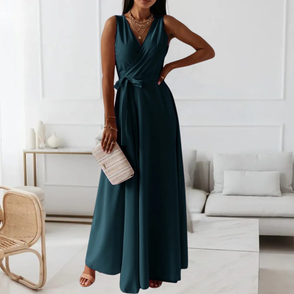 Elegante dames maxijurk met vhals