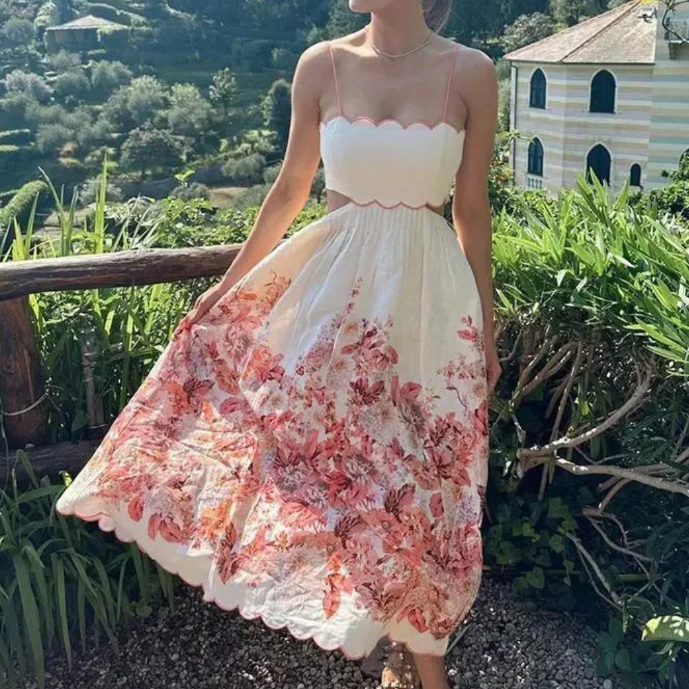 Isabella Moderne Halterjurk met Bloemenpatroon en Alijn