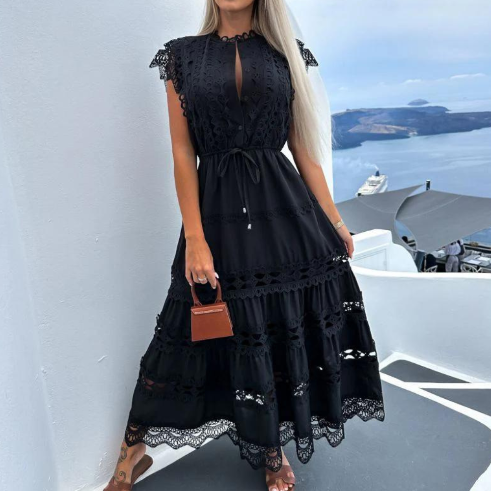Antonina Luxe lange kanten jurk met stijlvolle details
