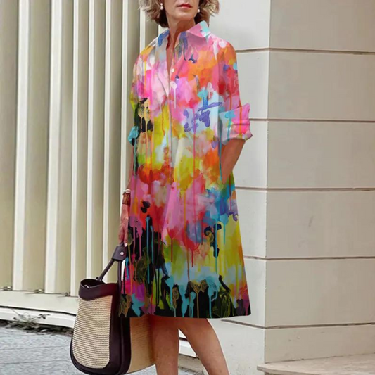 Jemaine Vrolijke Zomerjurk met Aquarelprint