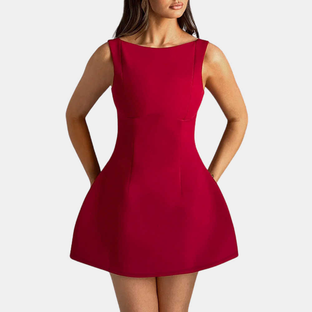 Janelle Dames Elegante Open Rug Minijurk