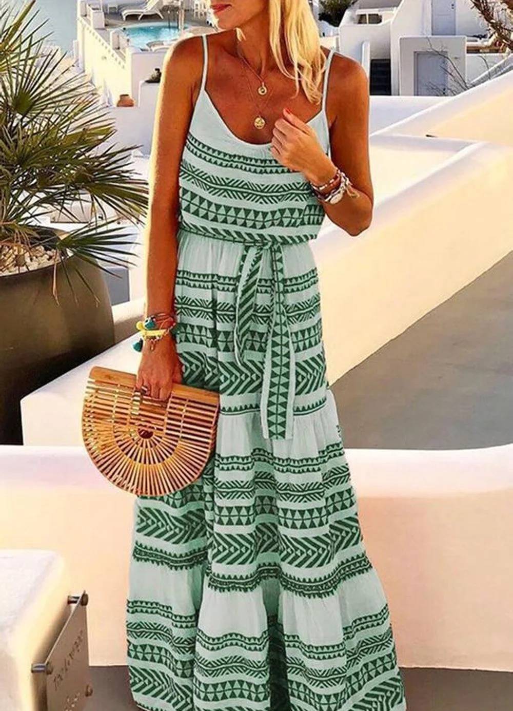 Cami Strapless Vhals jurk met bohemian geometrische print