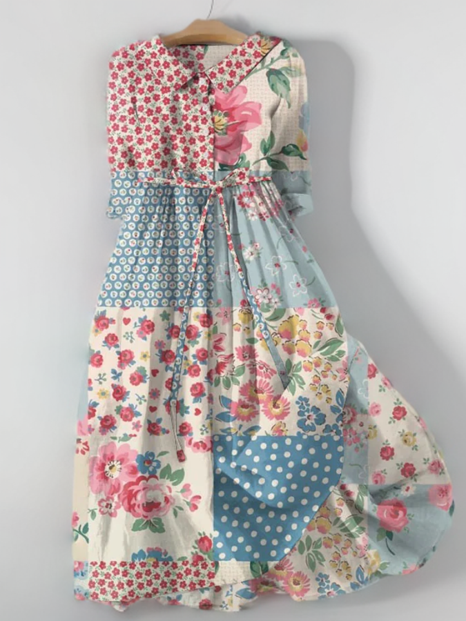 Carmen Losse bloemenjurk in bohemian stijl