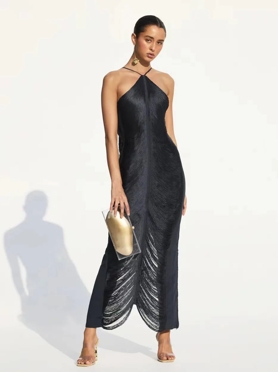 Channing Asymmetrische Jurk met Kwastjes