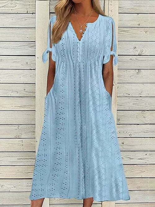 Chava Vrouwen Resort Effen Jurk met Kant