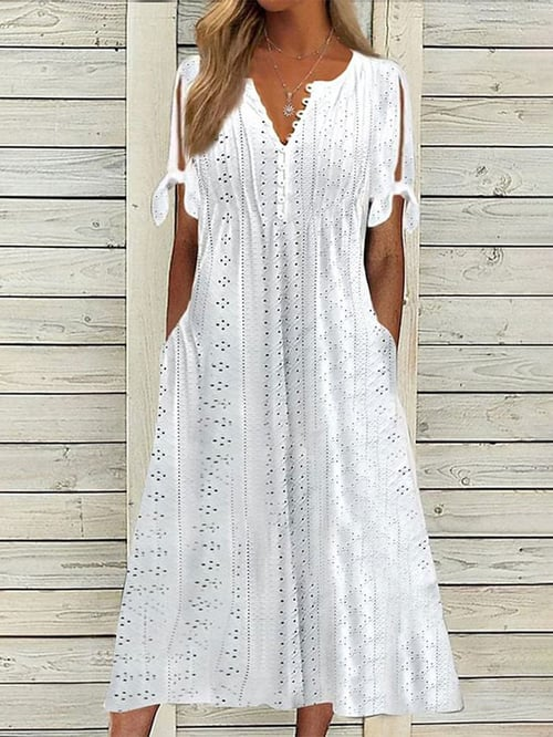 Chava Vrouwen Resort Effen Jurk met Kant
