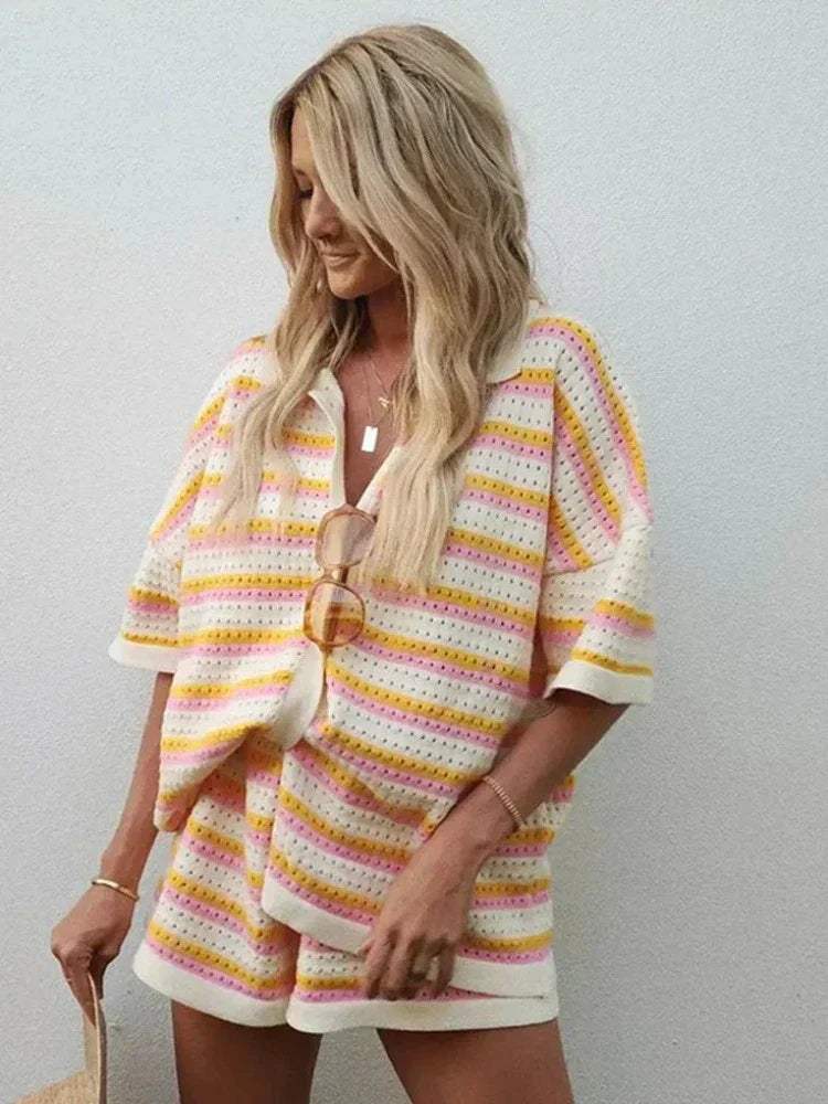 Tshirt en Broek Set Casual Streepjes Ademend Katoen Perfect voor Zomerse Dagen