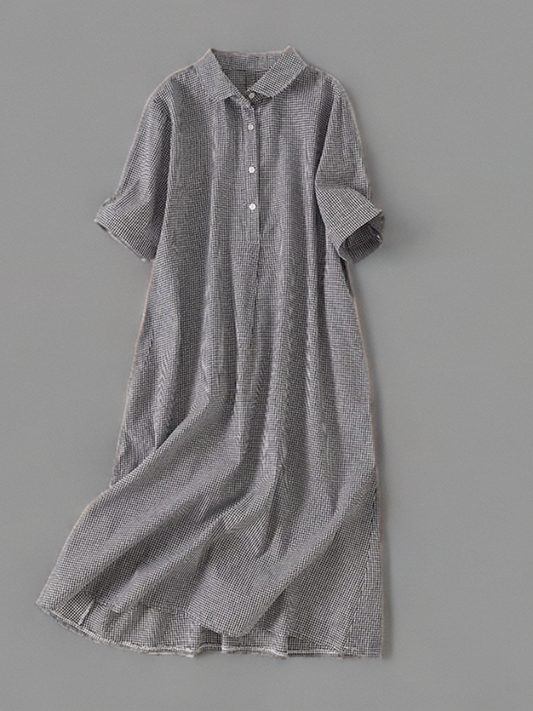 Corra Polo jurk met geruite halslijn