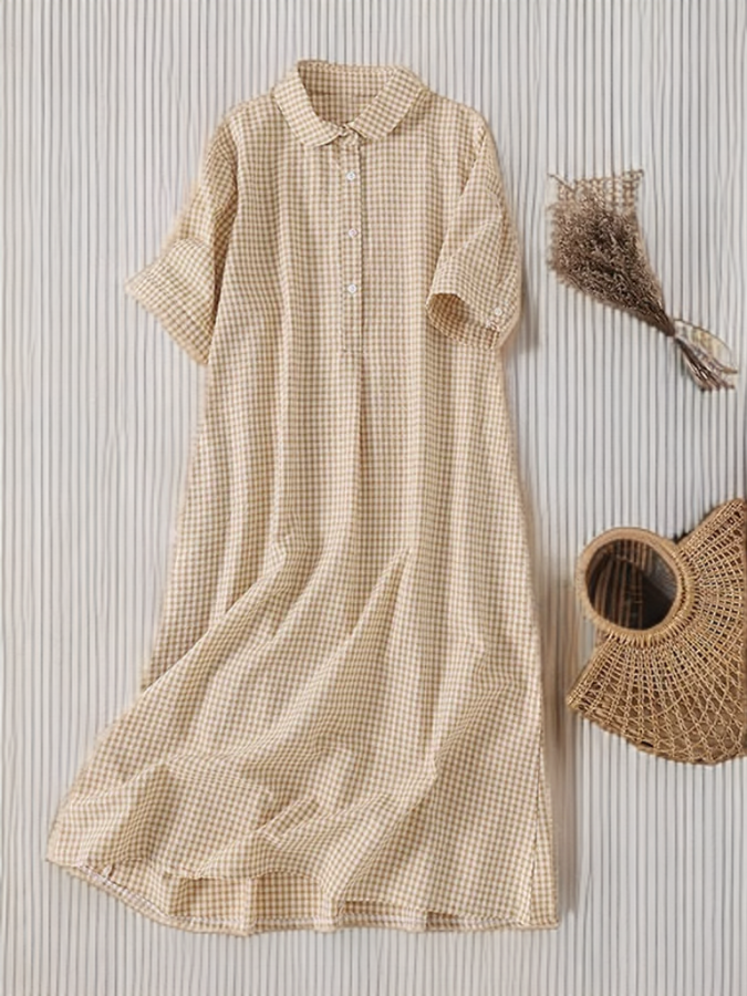 Corra Polo jurk met geruite halslijn