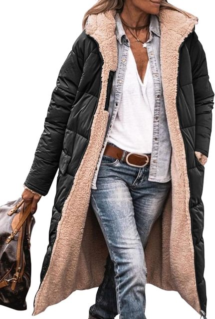 Nila | Omkeerbare lange sherpa jas
