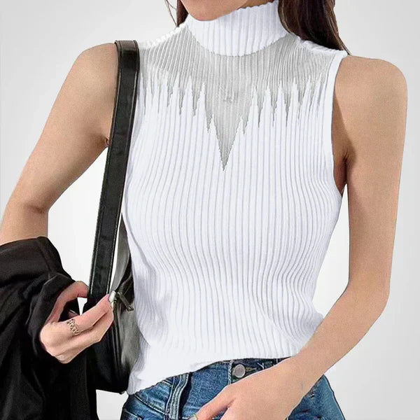 Charlotte - Sheer mesh crop top met bandjes rond de hals