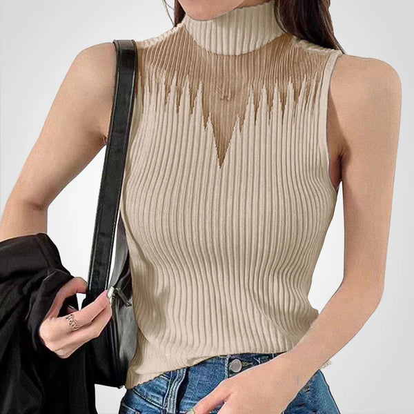 Charlotte - Sheer mesh crop top met bandjes rond de hals