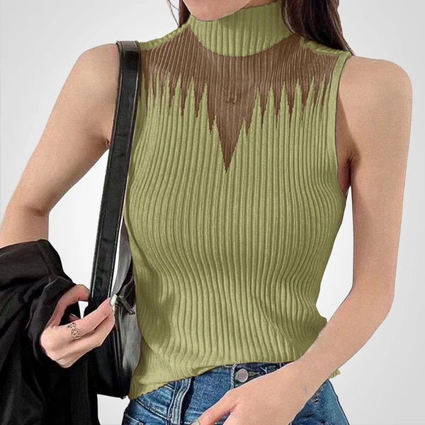 Charlotte - Sheer mesh crop top met bandjes rond de hals