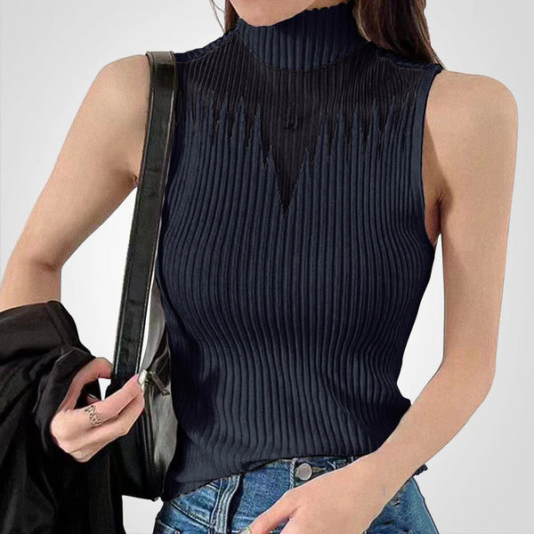 Charlotte - Sheer mesh crop top met bandjes rond de hals