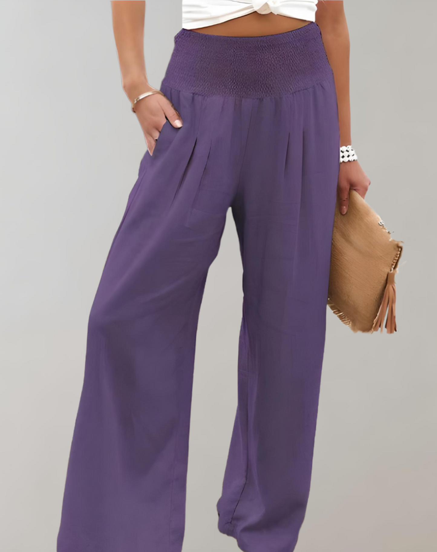 Erica | Wijde Plooi Broek | Elegante Casual Stijl | Lichtgewicht Stof