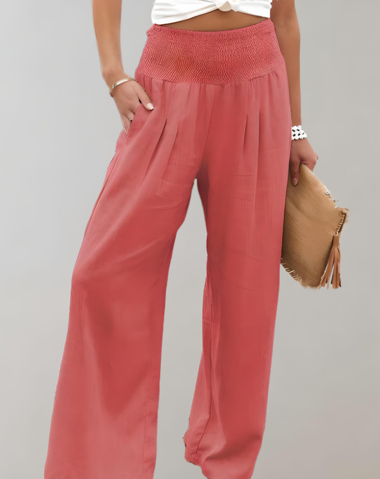 Erica | Wijde Plooi Broek | Elegante Casual Stijl | Lichtgewicht Stof