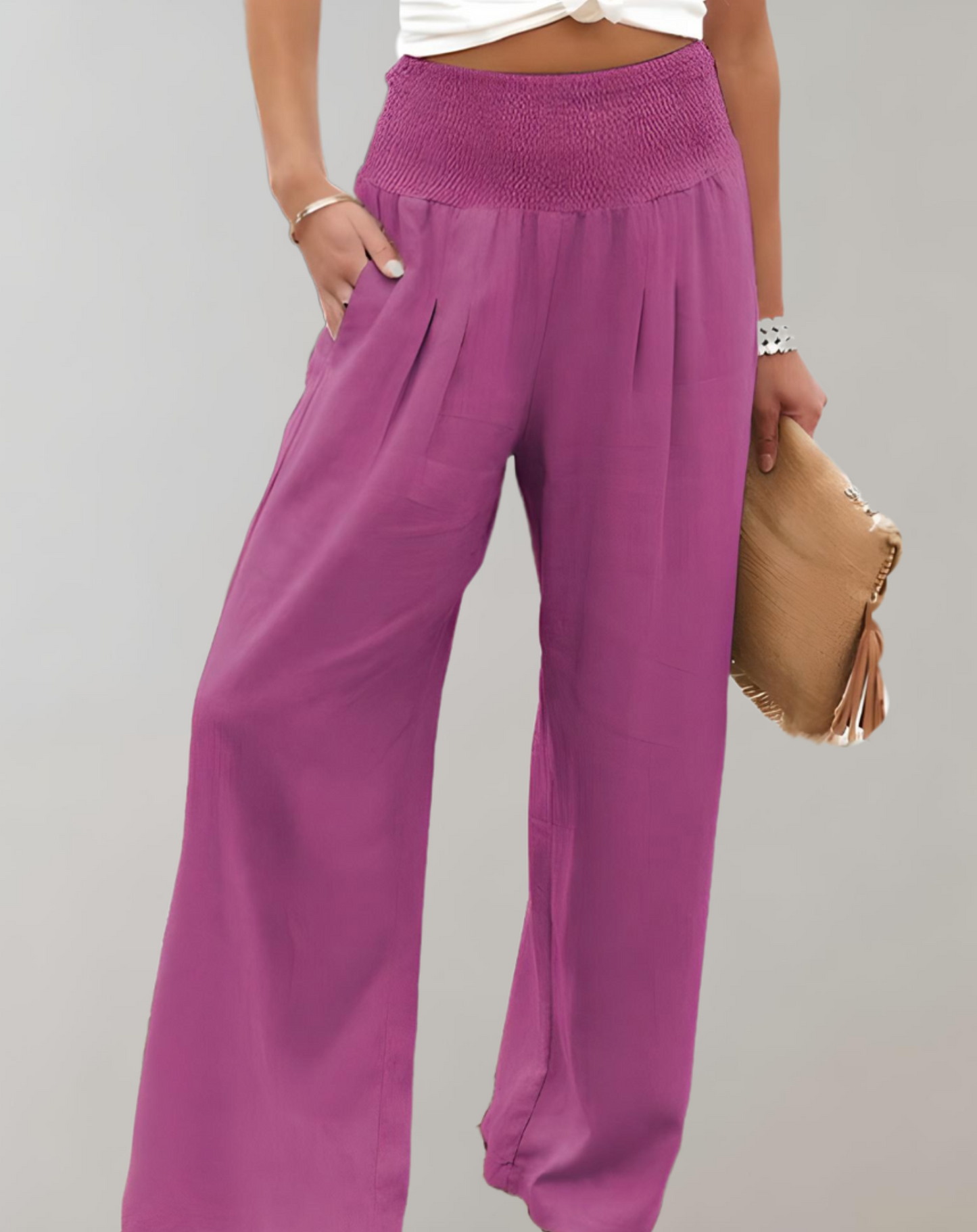Erica | Wijde Plooi Broek | Elegante Casual Stijl | Lichtgewicht Stof