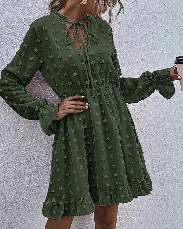 Faisha Modieuze chiffon kanten jurk met ruches in de taille