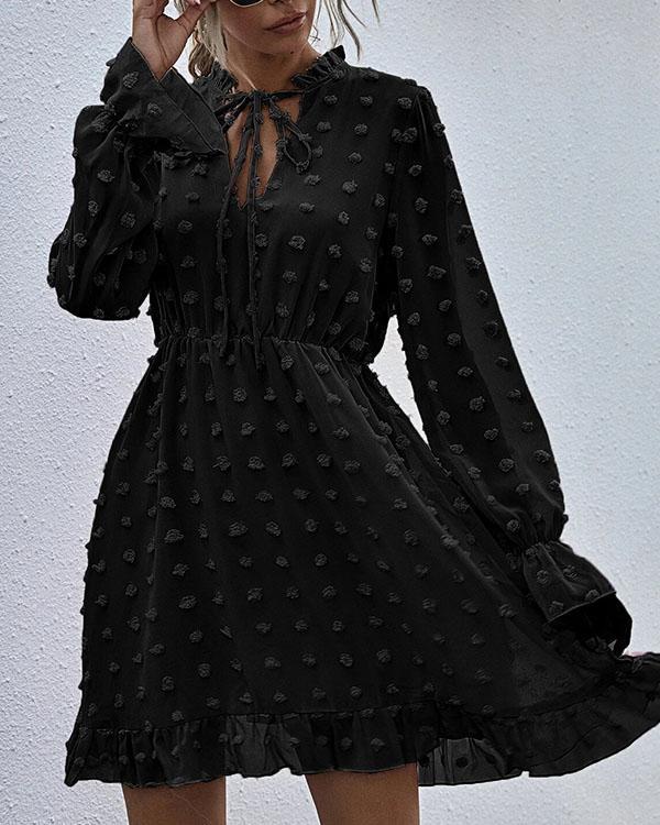 Faisha Modieuze chiffon kanten jurk met ruches in de taille