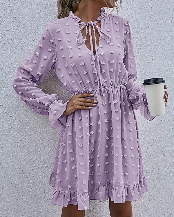 Faisha Modieuze chiffon kanten jurk met ruches in de taille