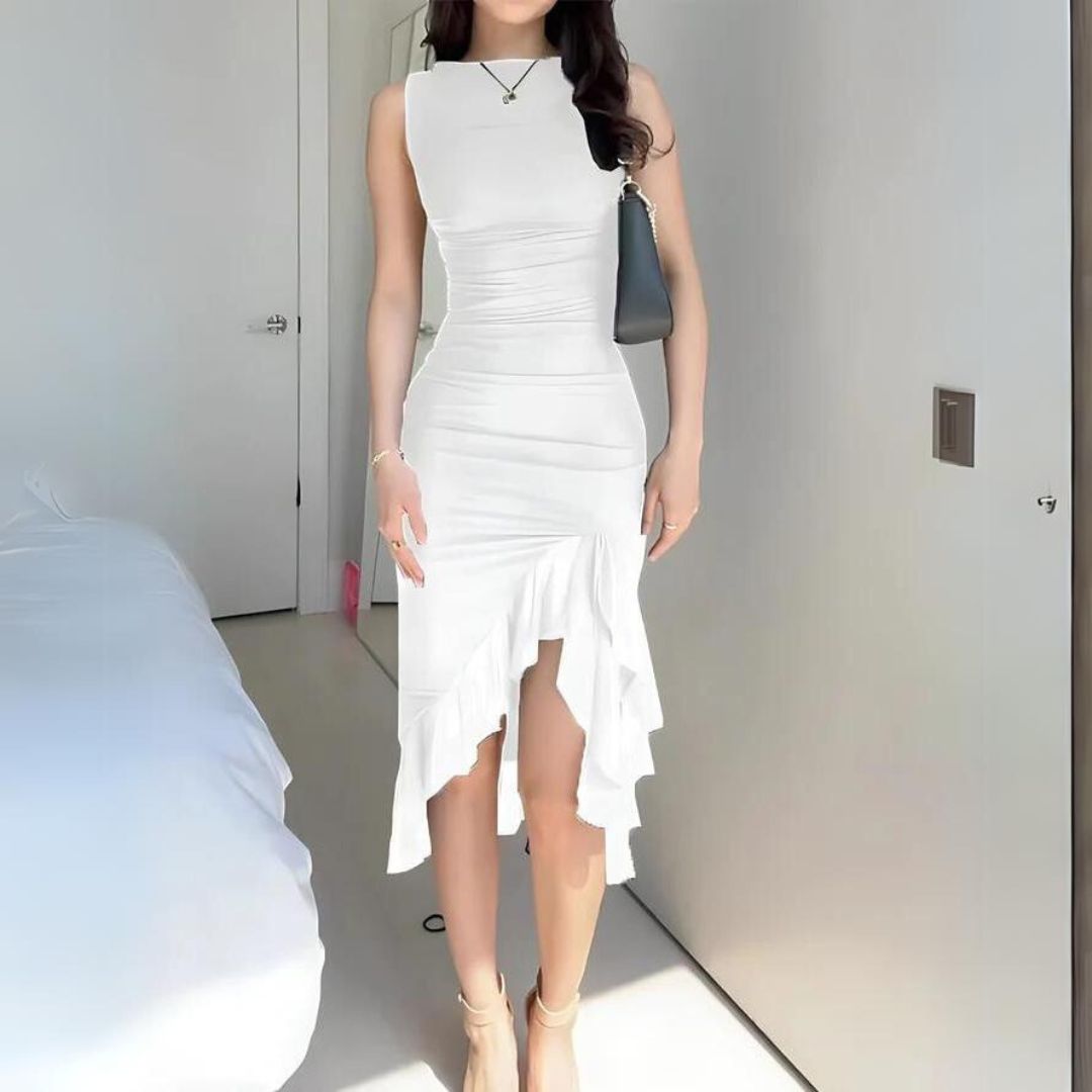 Fenna Elegante bodycon jurk met ruches