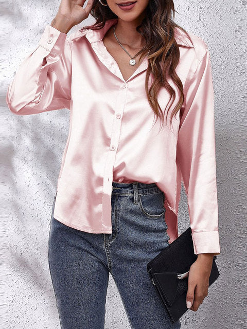 Karin | Zijdeachtige Lange Mouwen Damesblouse